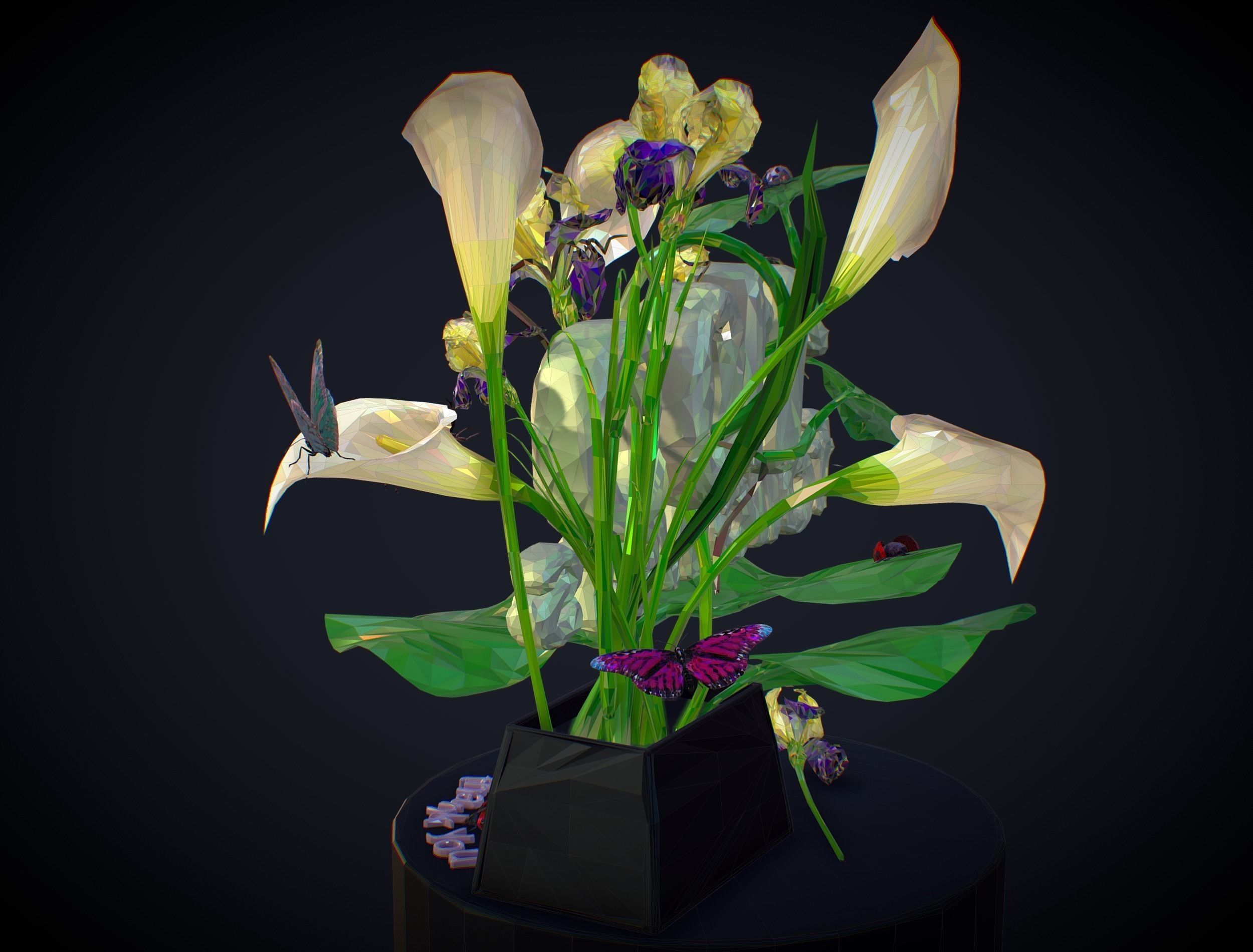 Text 1100 Bouquet Followers On Cgtrader Low-poly 3D model_12