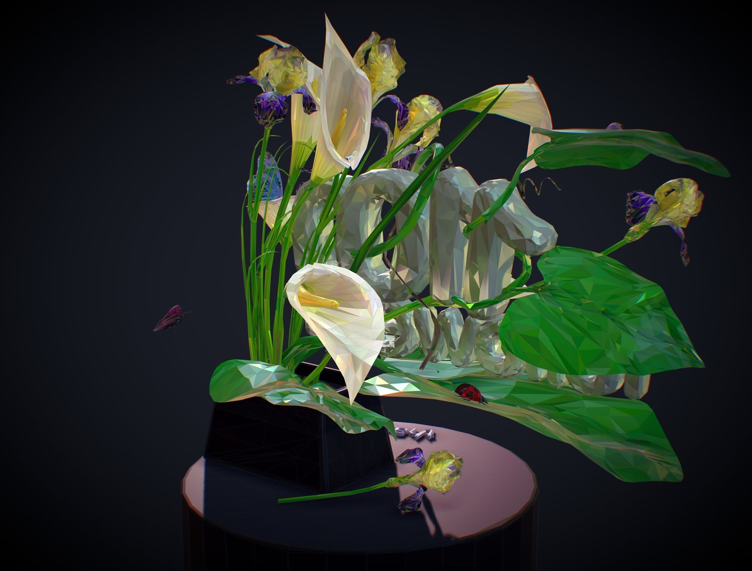 Text 1100 Bouquet Followers On Cgtrader Low-poly 3D model_9