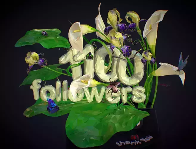 Text 1100 Bouquet Followers On Cgtrader