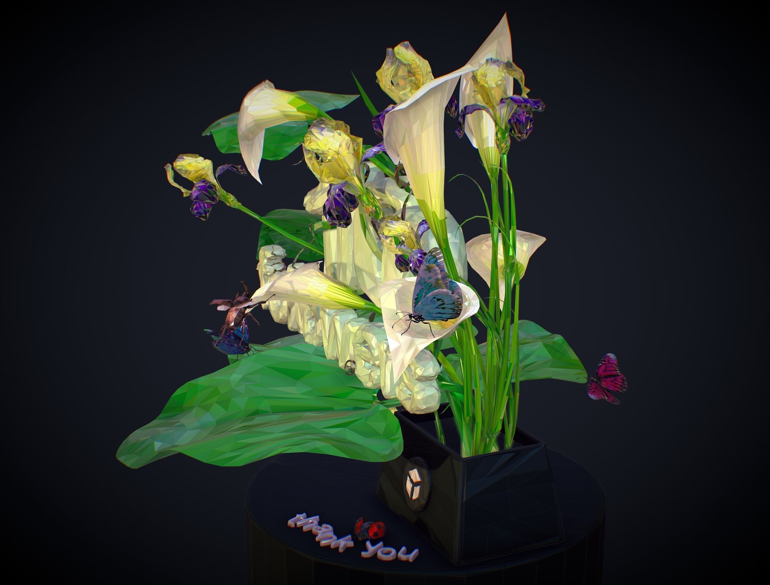 Text 1100 Bouquet Followers On Cgtrader Low-poly 3D model_14