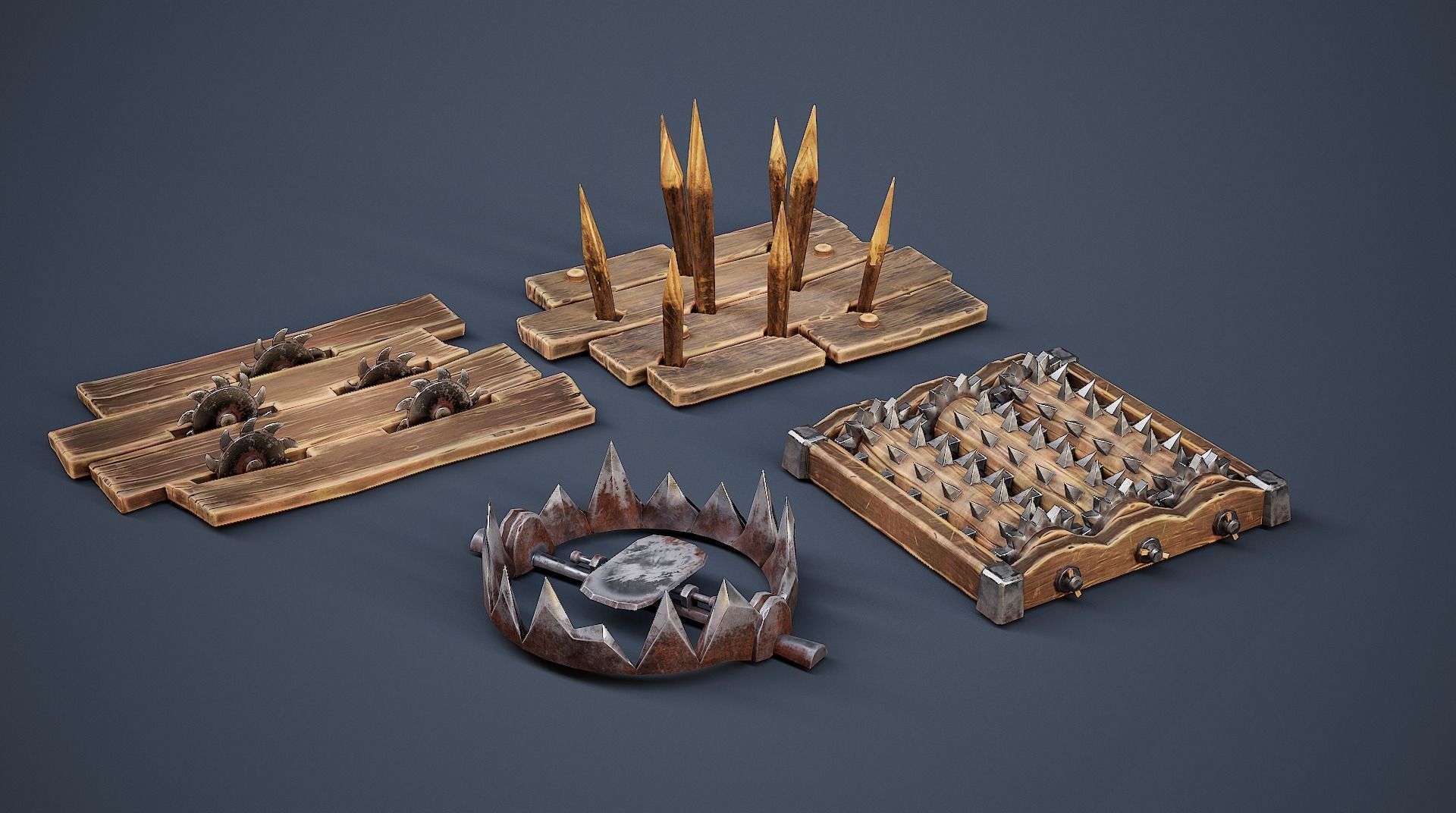 Realistic animated traps Low-poly 3D model_2