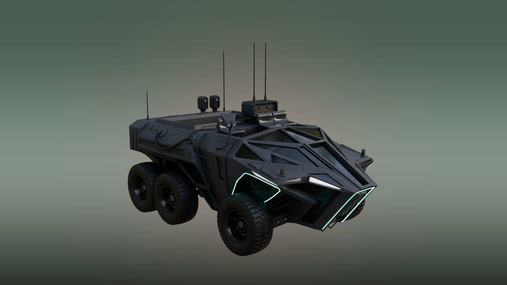 Future Infantry Fighting IFV Vehicle Sci Fi Military Low-poly 3D model_2