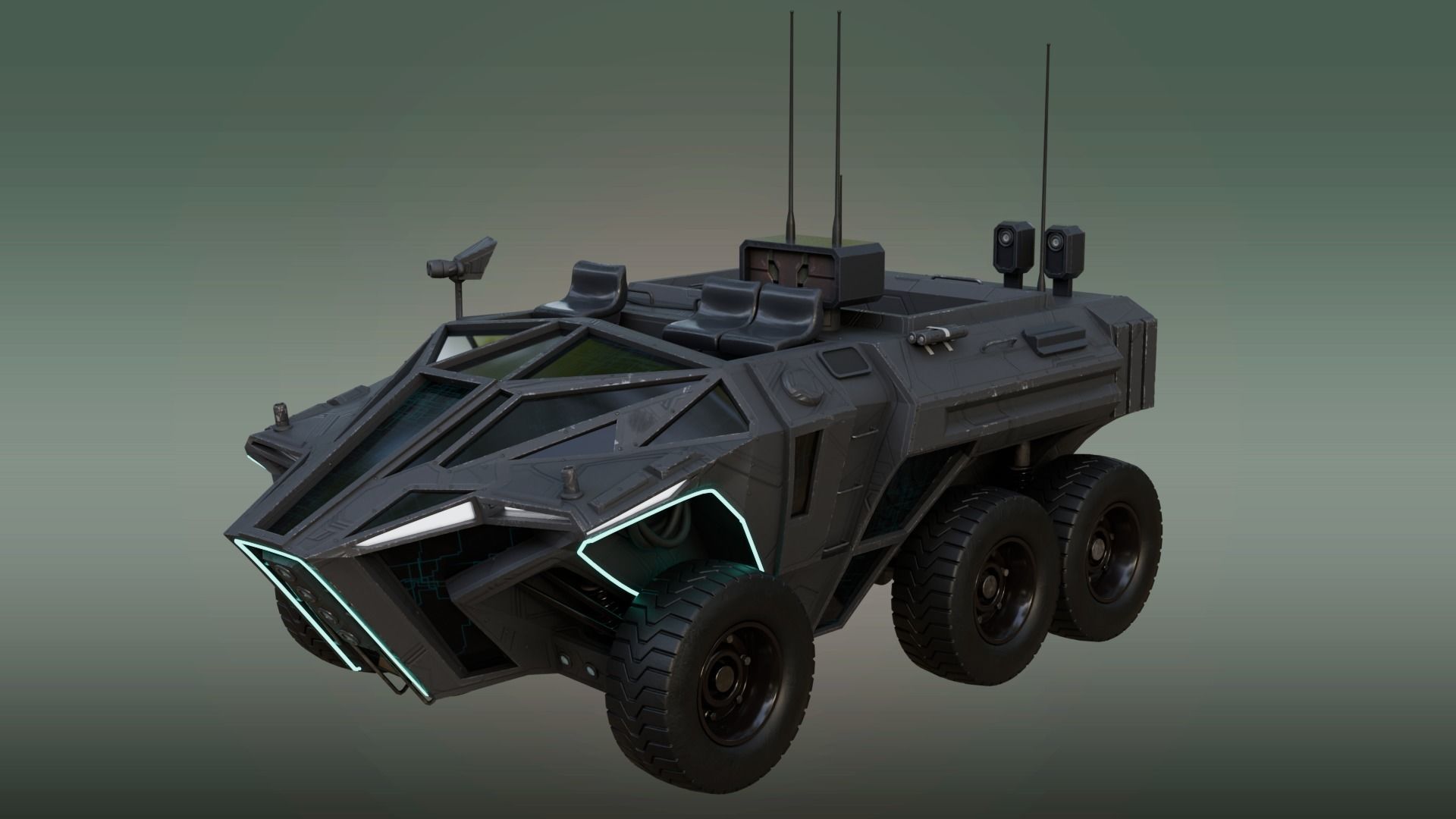 Future Infantry Fighting IFV Vehicle Sci Fi Military Low-poly 3D model_1