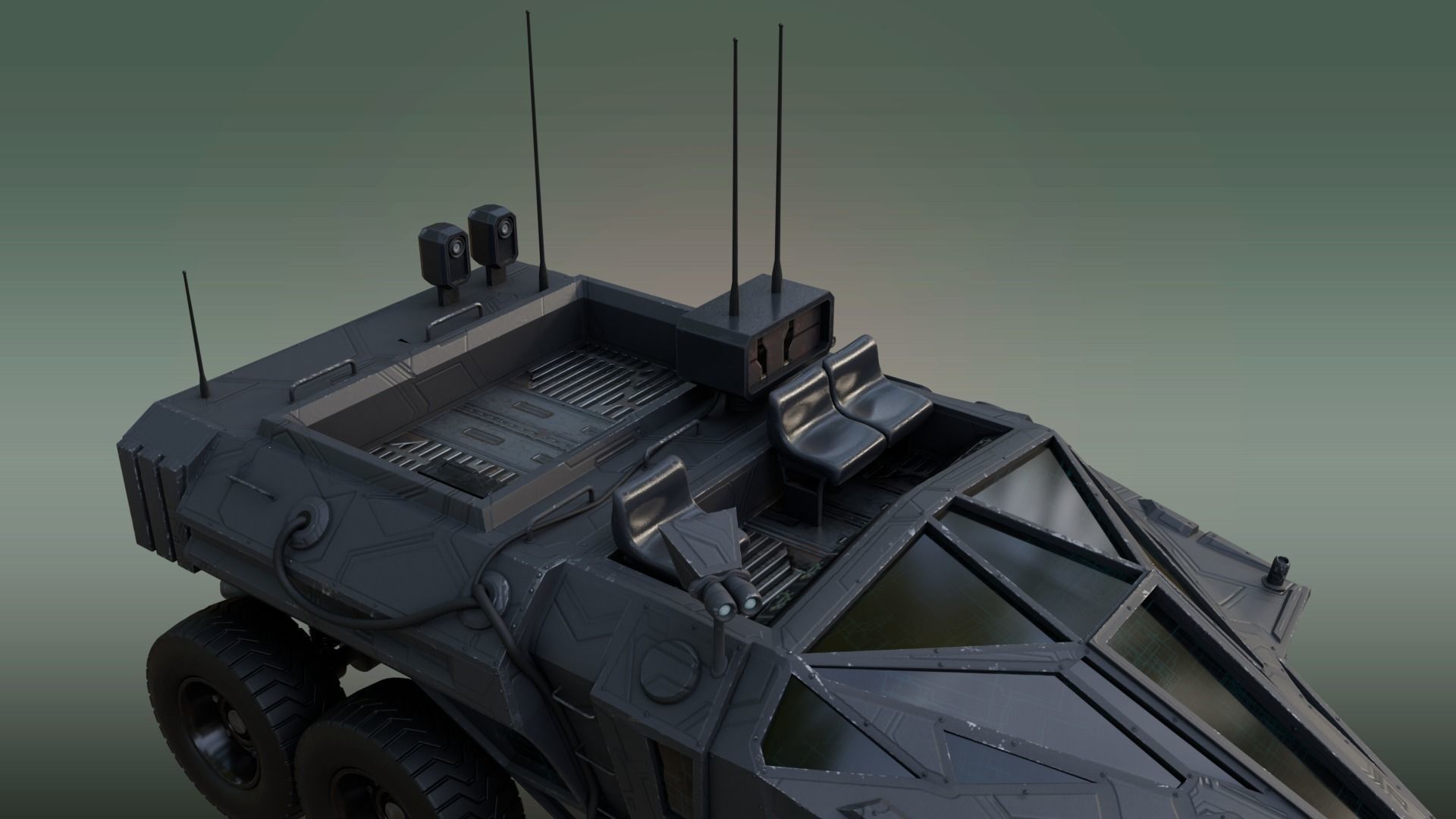 Future Infantry Fighting IFV Vehicle Sci Fi Military Low-poly 3D model_7