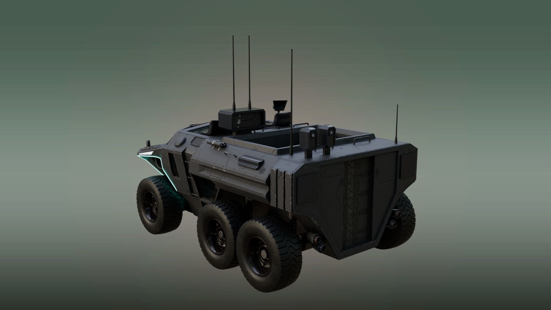 Future Infantry Fighting IFV Vehicle Sci Fi Military Low-poly 3D model_3