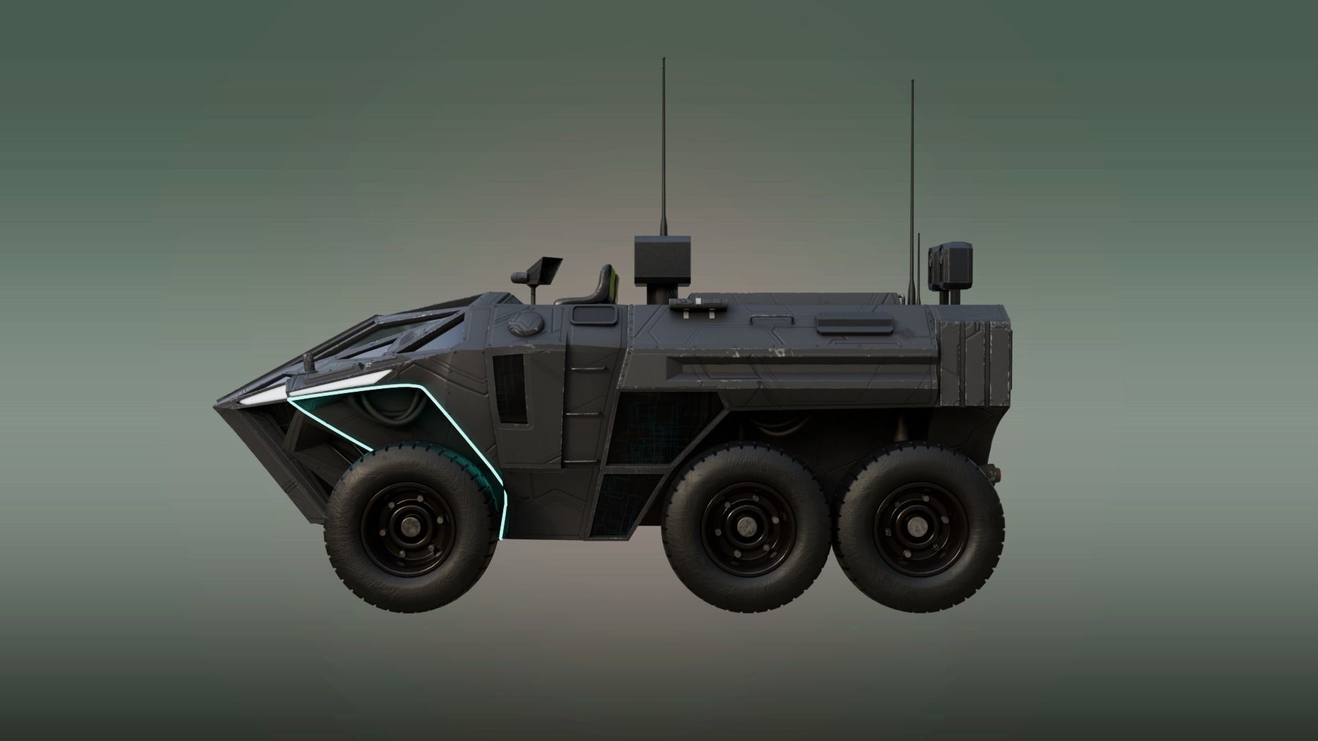 Future Infantry Fighting IFV Vehicle Sci Fi Military Low-poly 3D model_5
