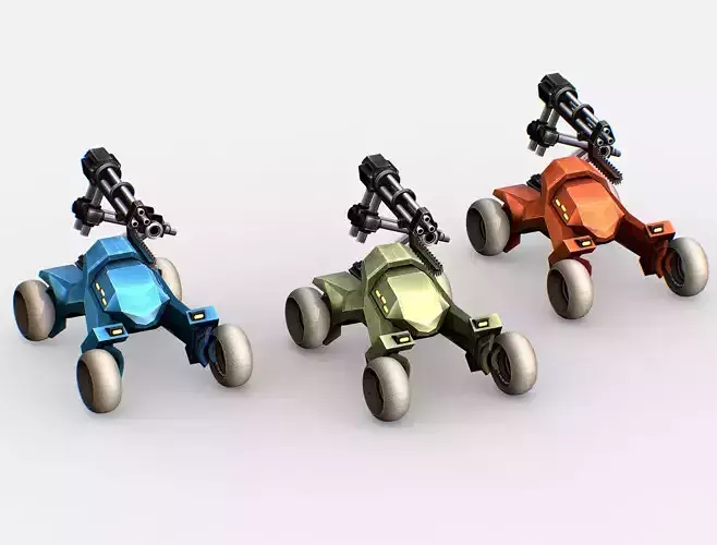 Sci-Fi Futuristic Vehicle Car with Minigun