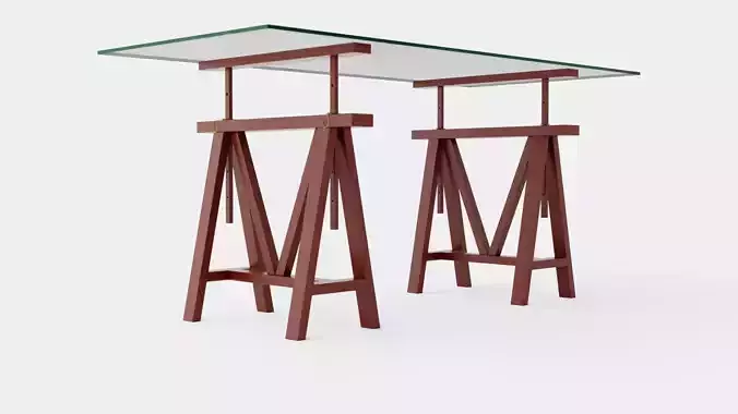 Trestle desk rich brown