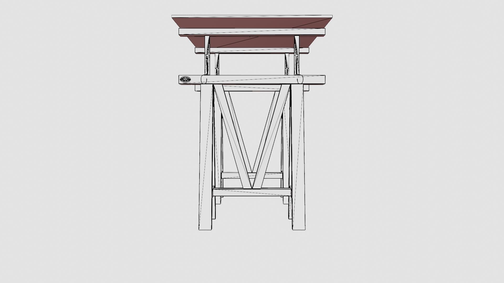 Trestle desk black small Low-poly 3D model_8