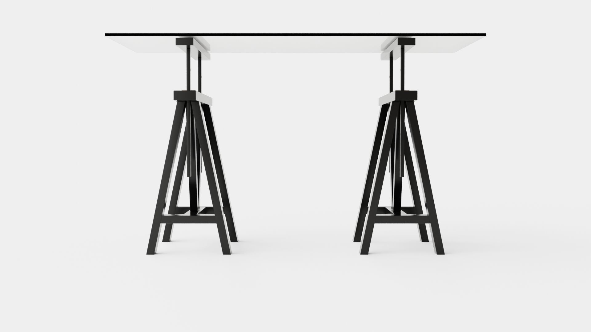 Trestle desk black small Low-poly 3D model_1