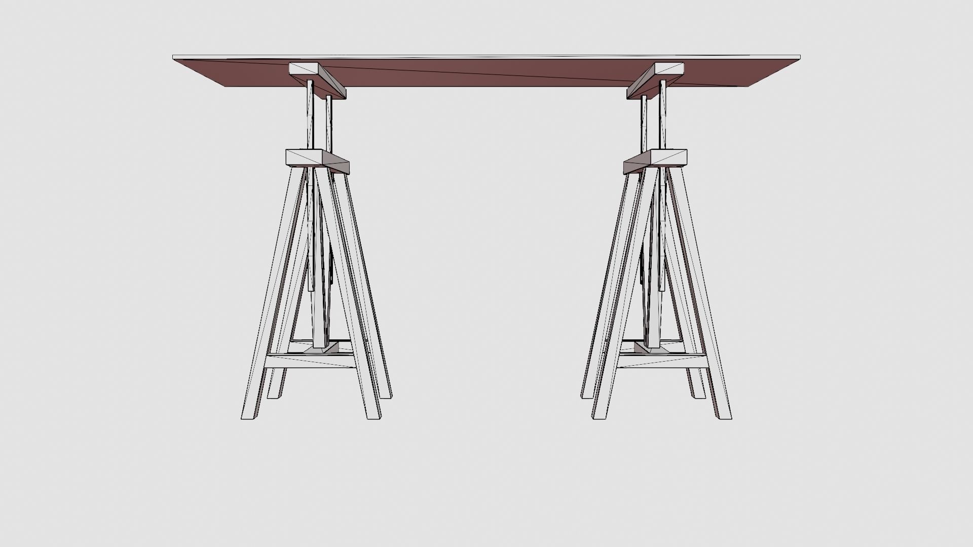 Trestle desk black small Low-poly 3D model_6
