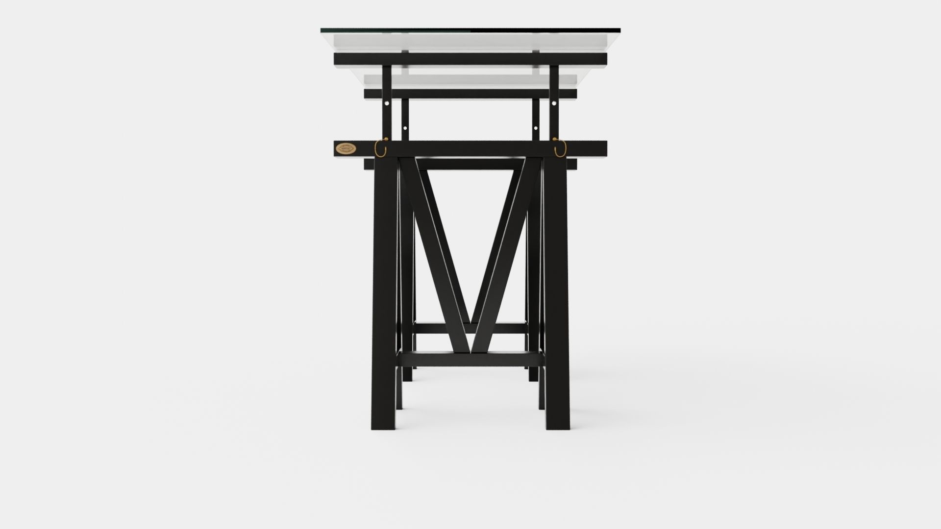 Trestle desk black small Low-poly 3D model_2