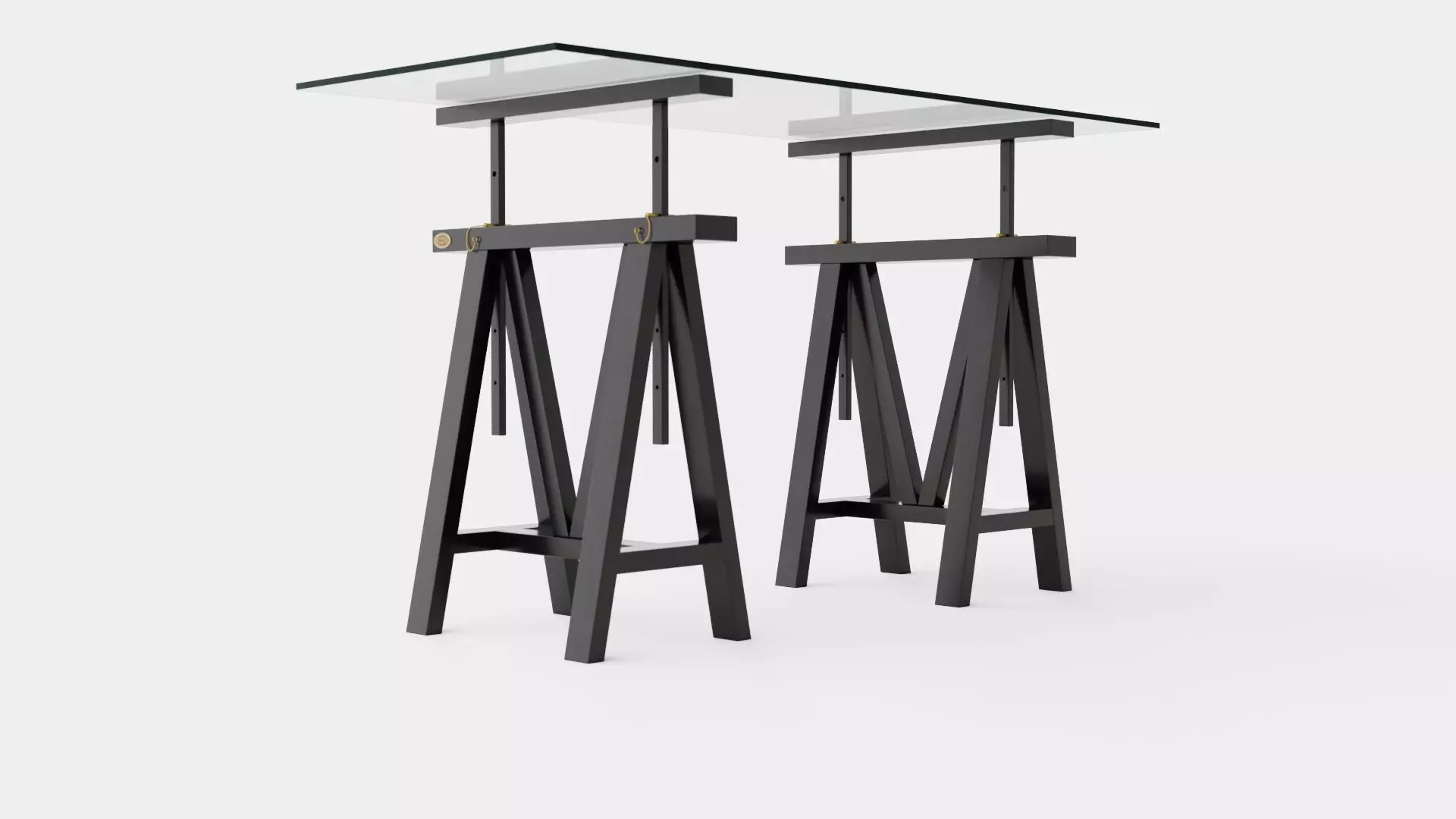 Trestle desk black small Low-poly 3D model_0