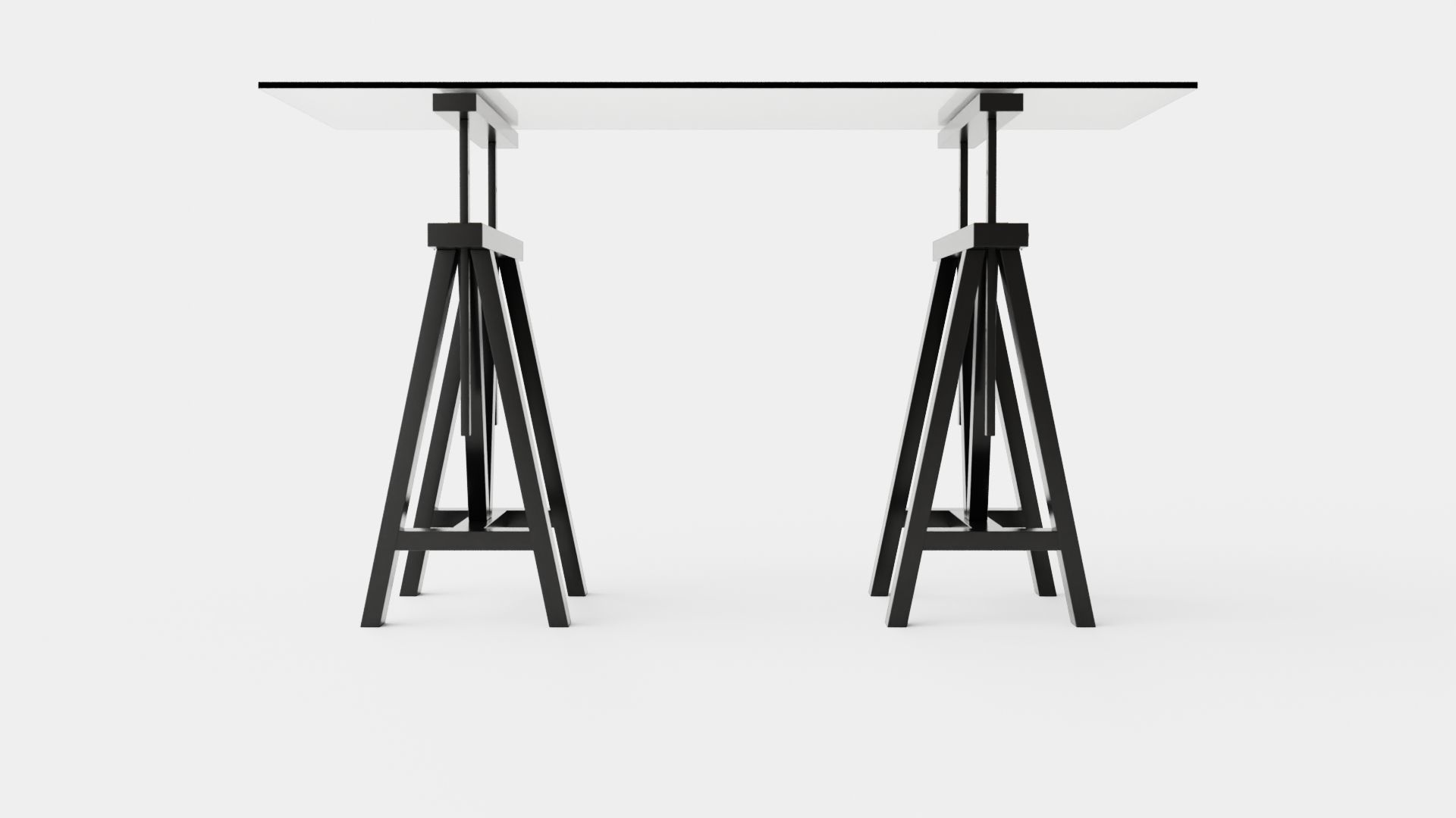 Trestle desk black small Low-poly 3D model_4