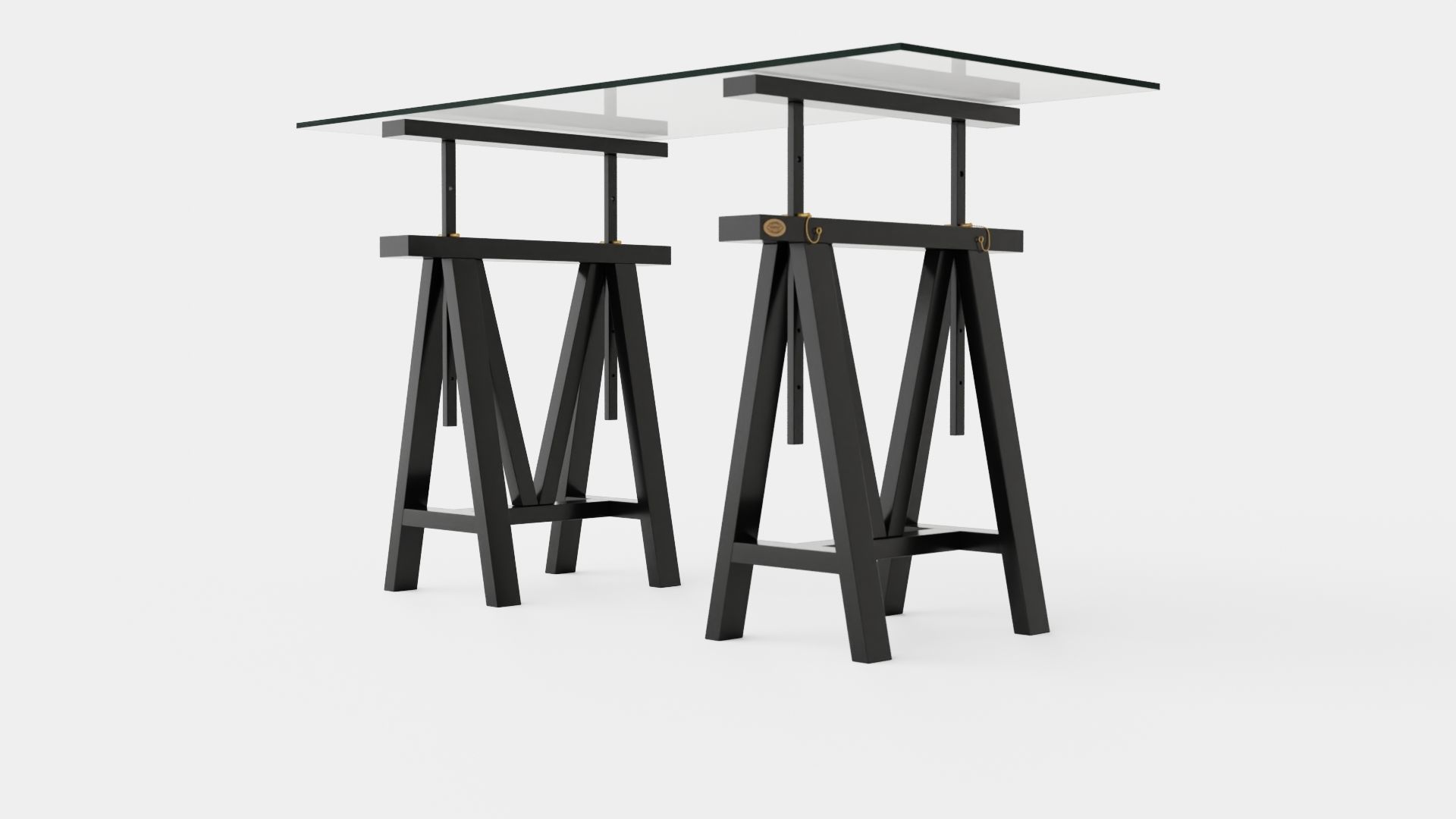 Trestle desk black small Low-poly 3D model_3