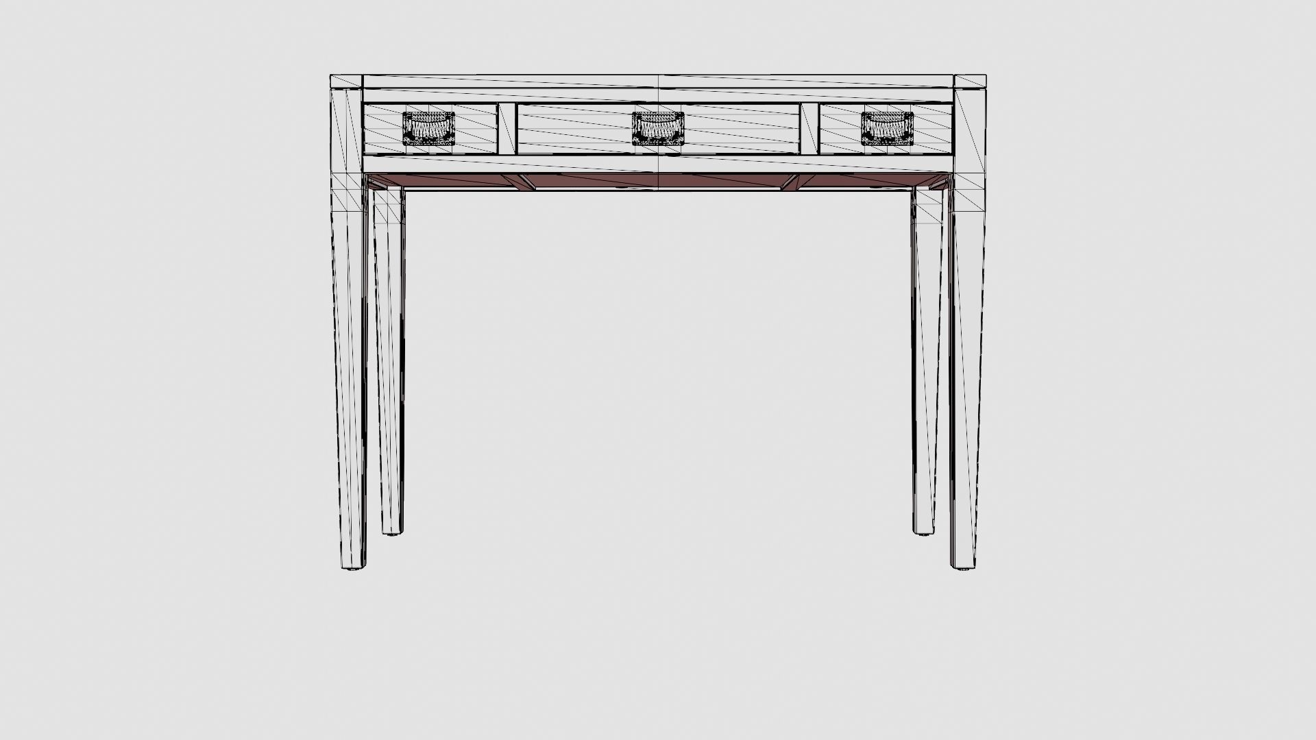 Pocasset desk-console table rich brown Low-poly 3D model_6