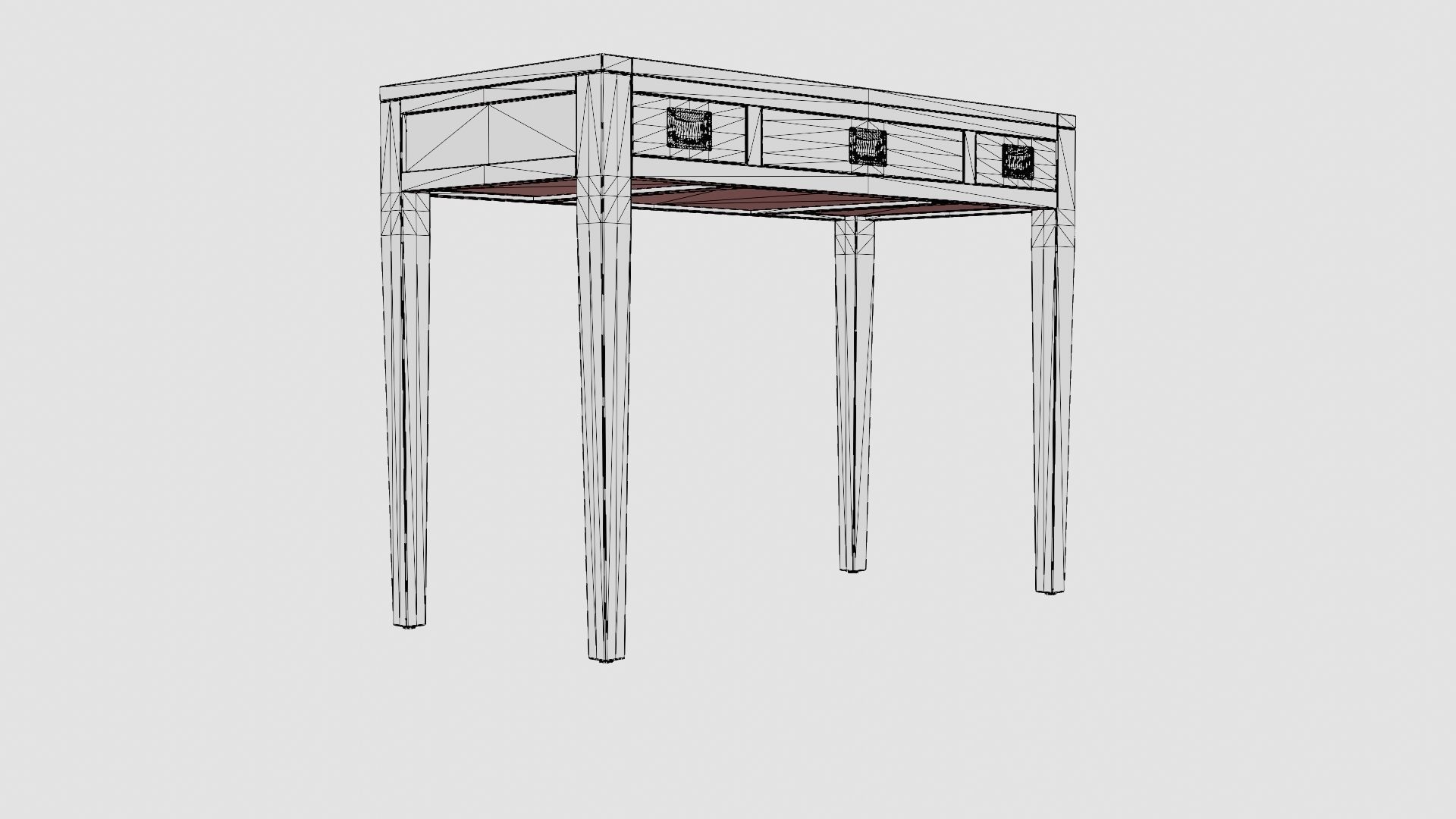 Pocasset desk-console table English Low-poly 3D model_7