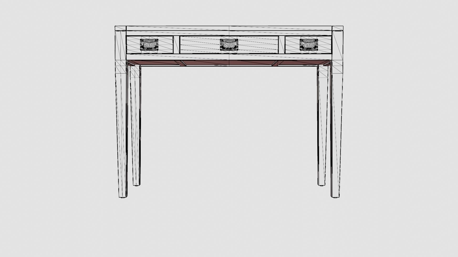 Pocasset desk-console table black oak Low-poly 3D model_6