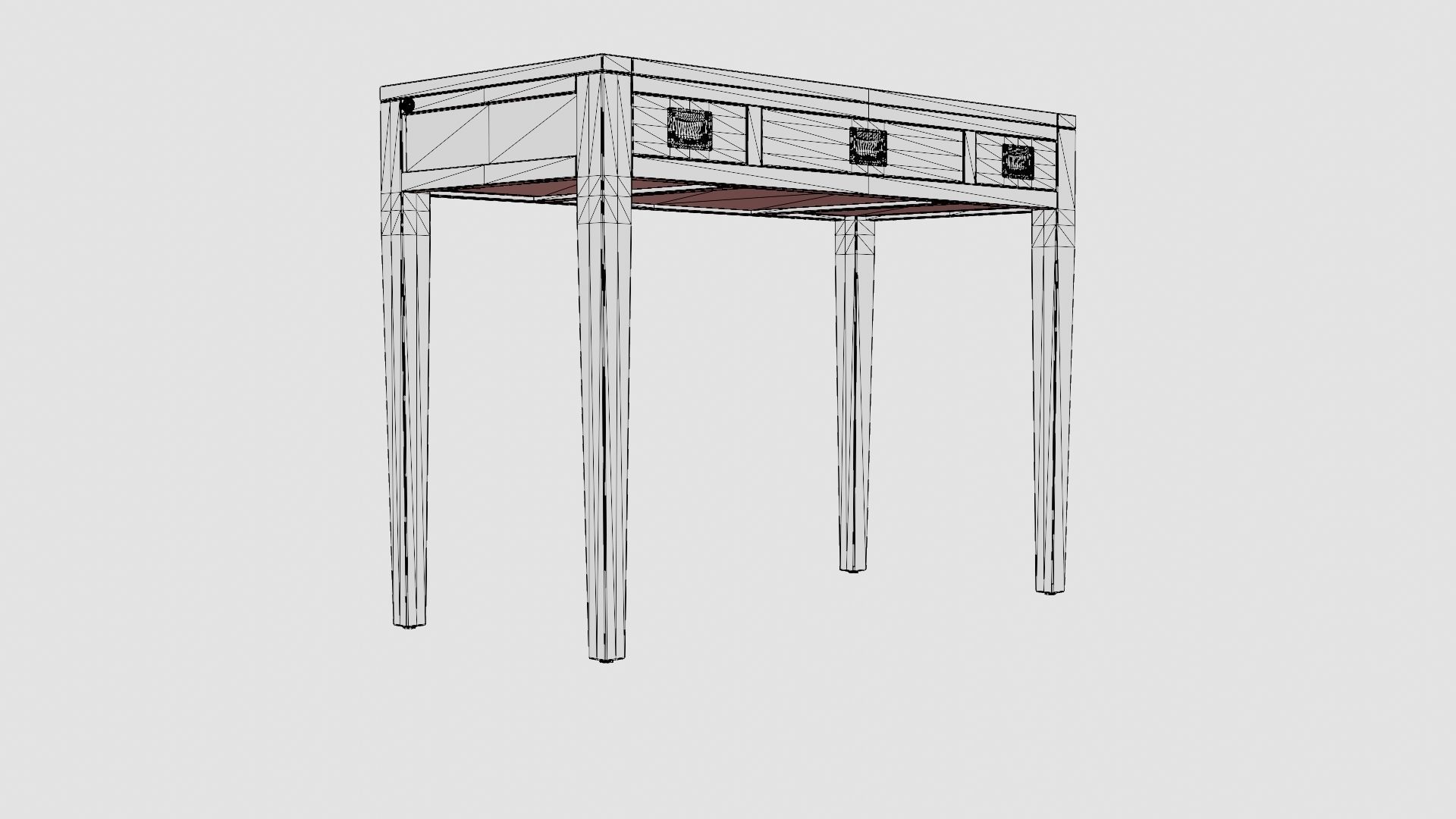 Pocasset desk-console table black oak Low-poly 3D model_7