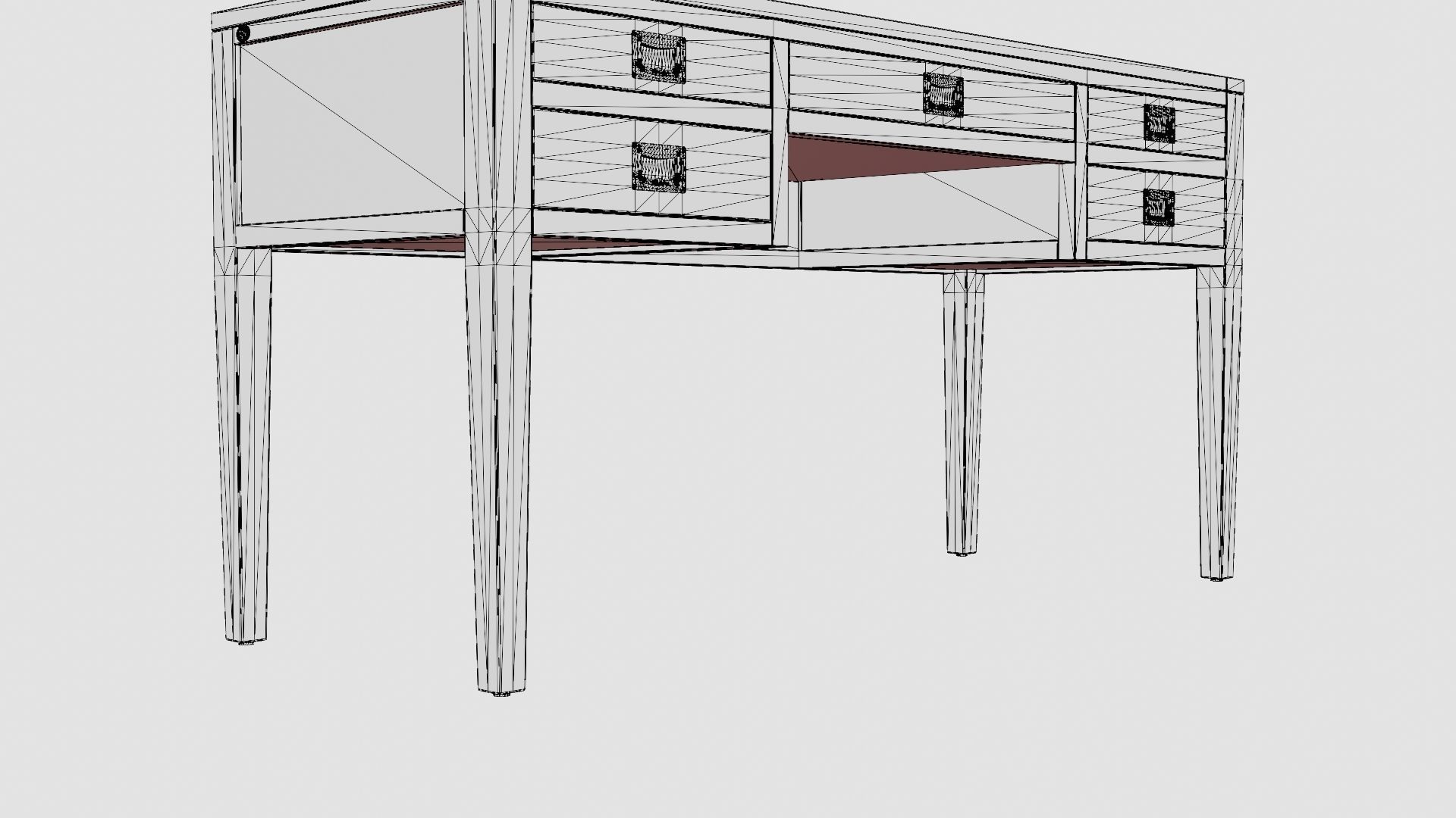 Centerville desk wenge Low-poly 3D model_7