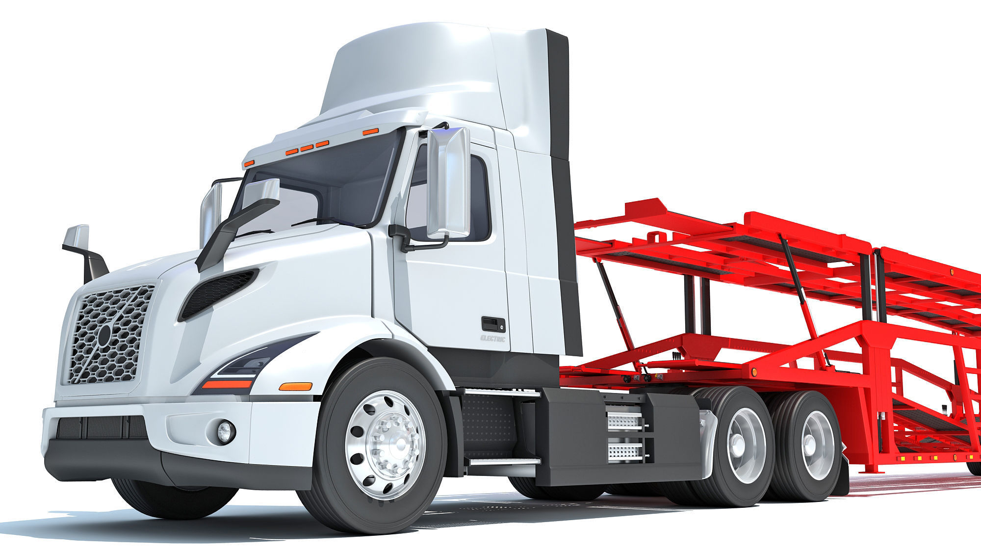Car Carrier Semi Truck Trailer 3D model_12