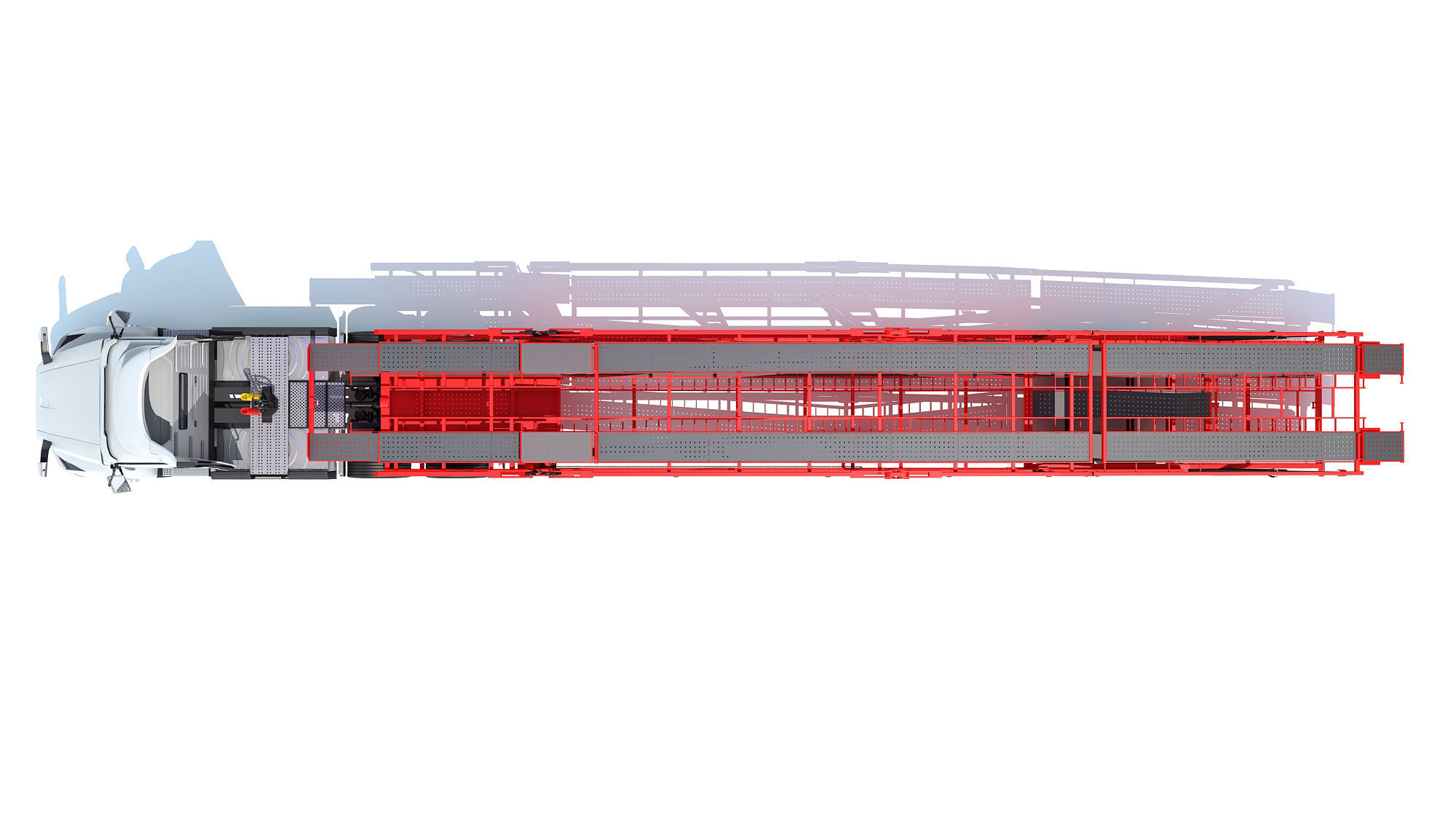 Car Carrier Semi Truck Trailer 3D model_9