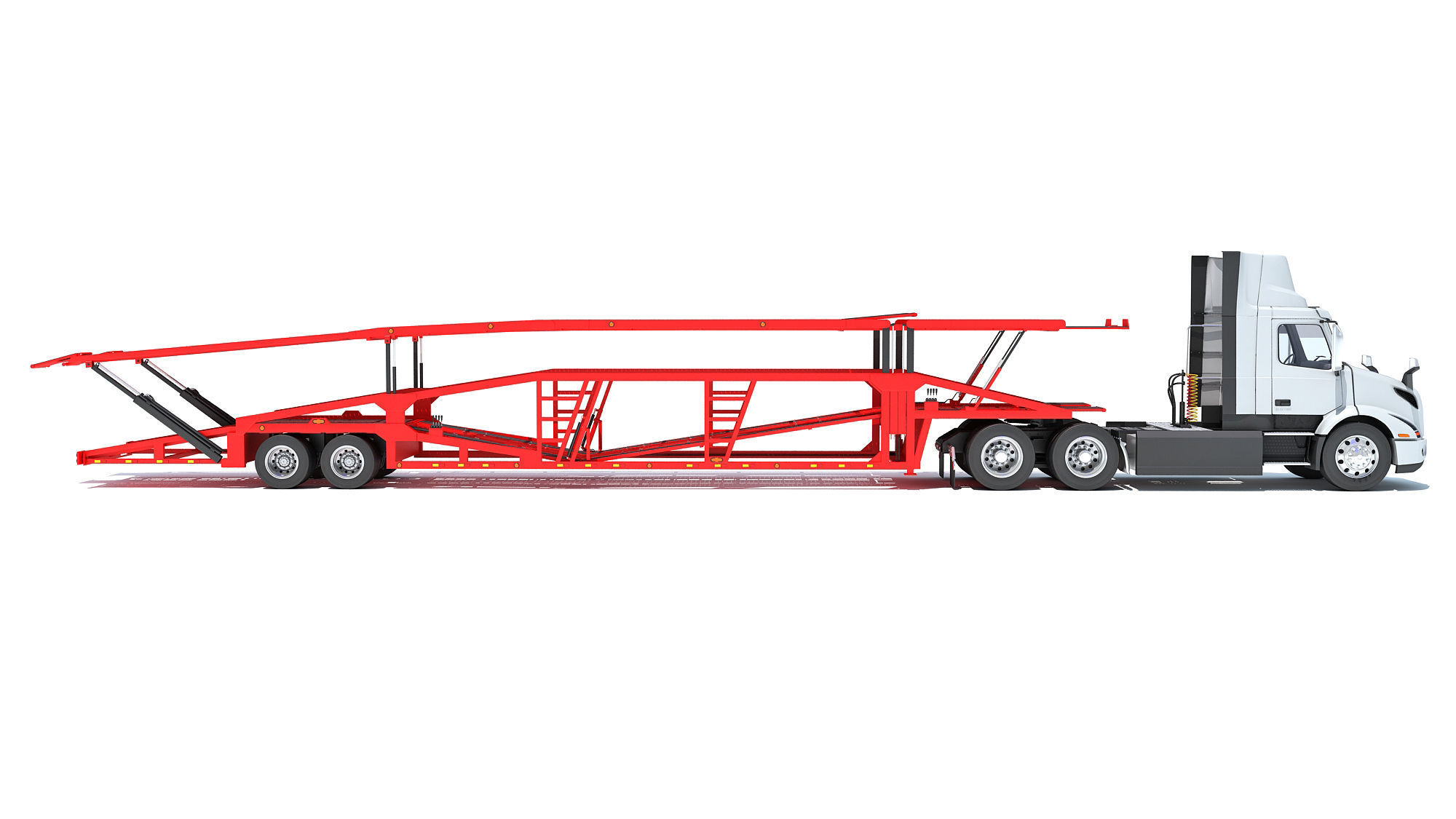 Car Carrier Semi Truck Trailer 3D model_5