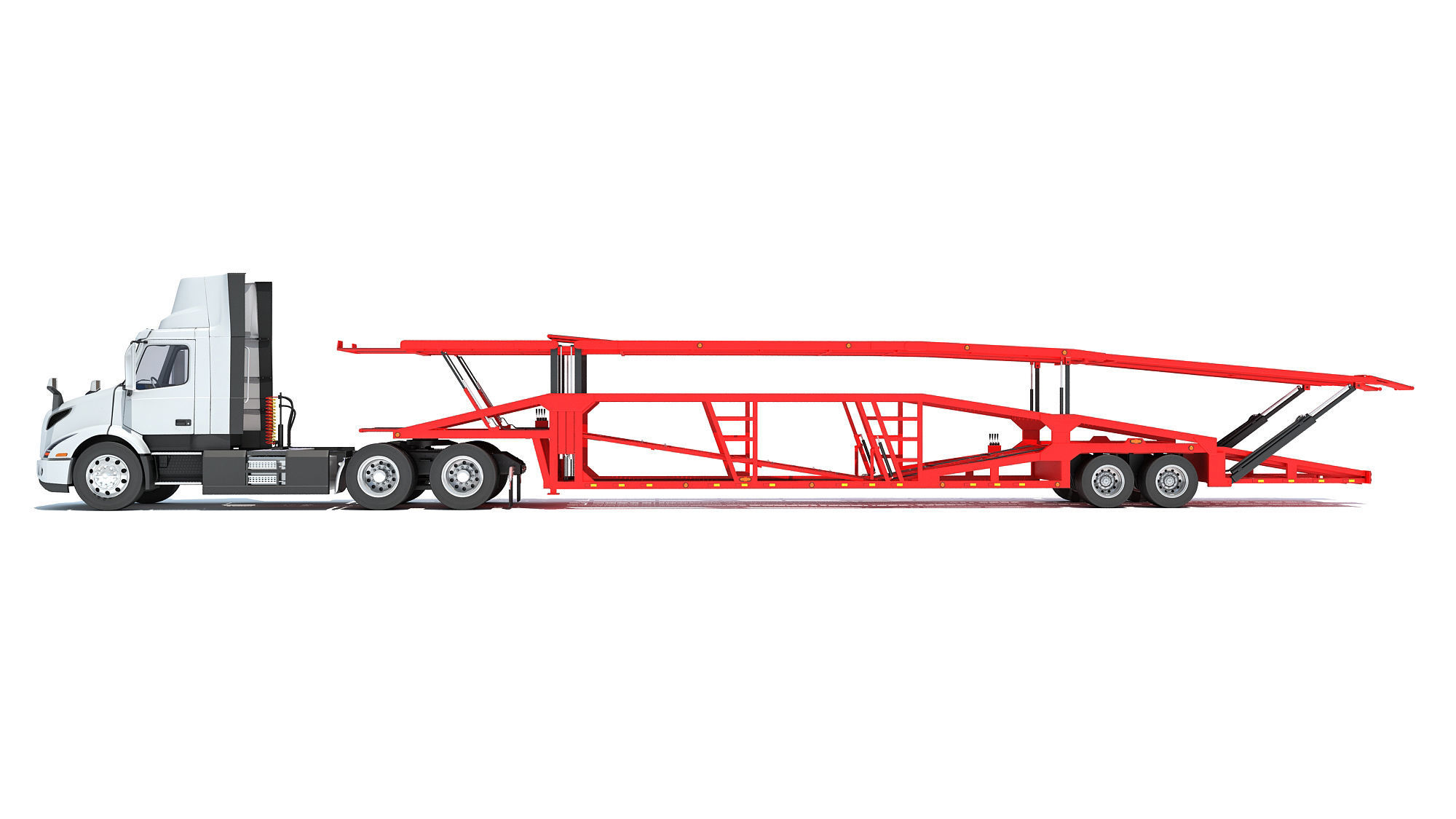 Car Carrier Semi Truck Trailer 3D model_1