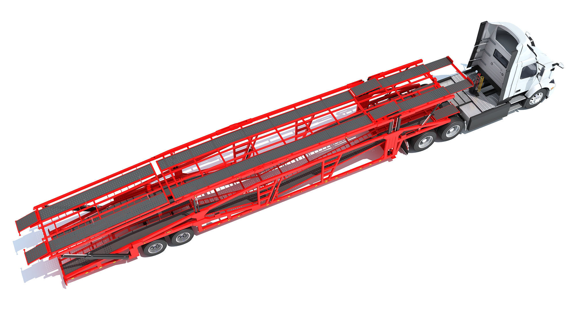 Car Carrier Semi Truck Trailer 3D model_6