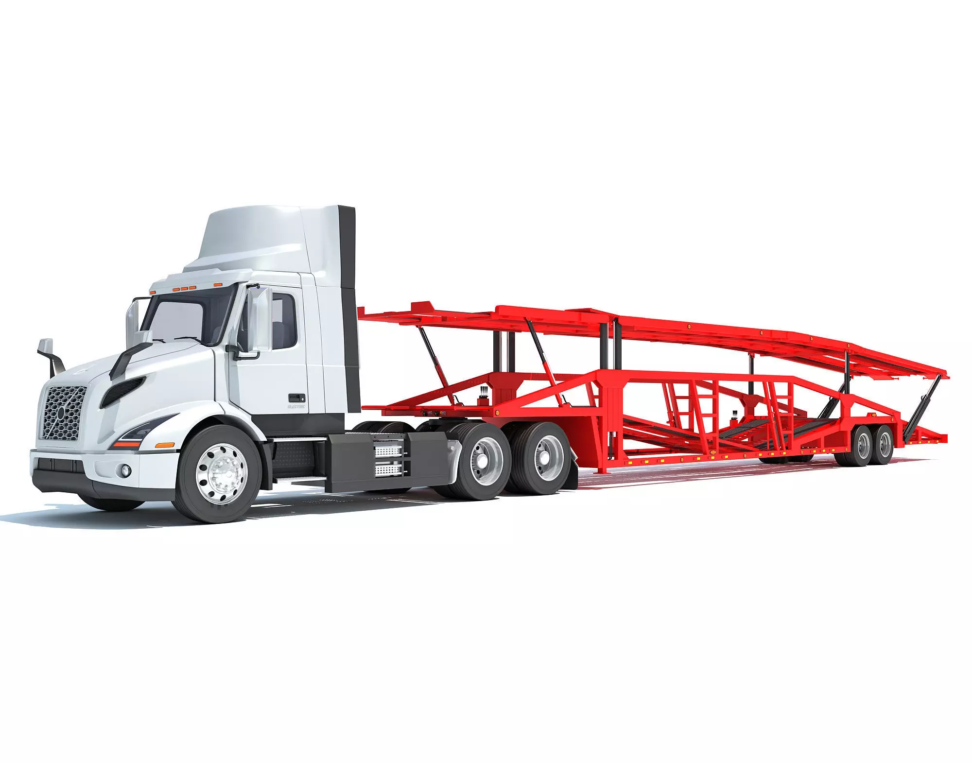Car Carrier Semi Truck Trailer 3D model_0