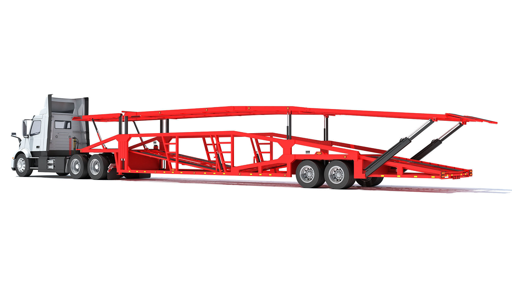 Car Carrier Semi Truck Trailer 3D model_2