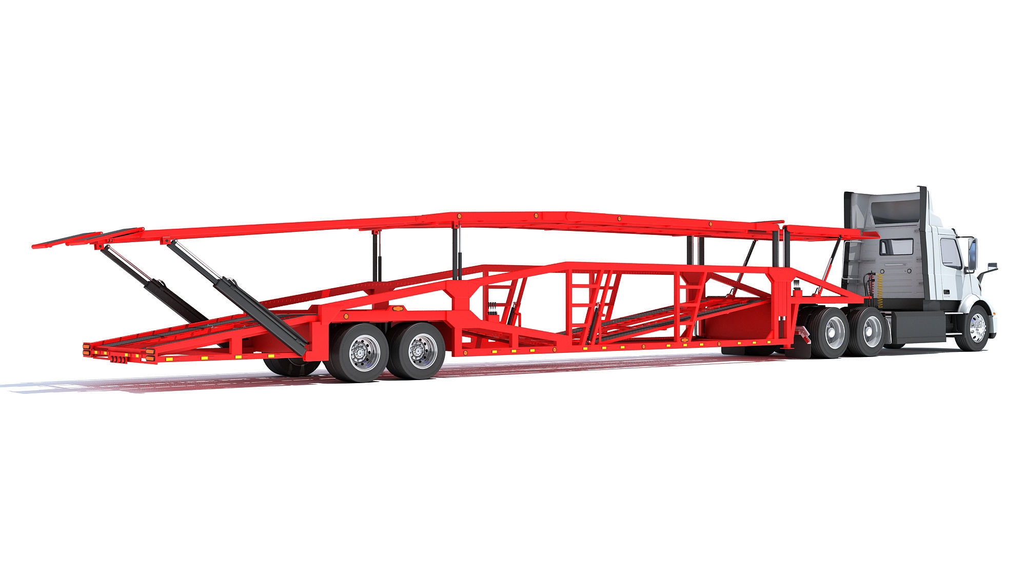Car Carrier Semi Truck Trailer 3D model_4