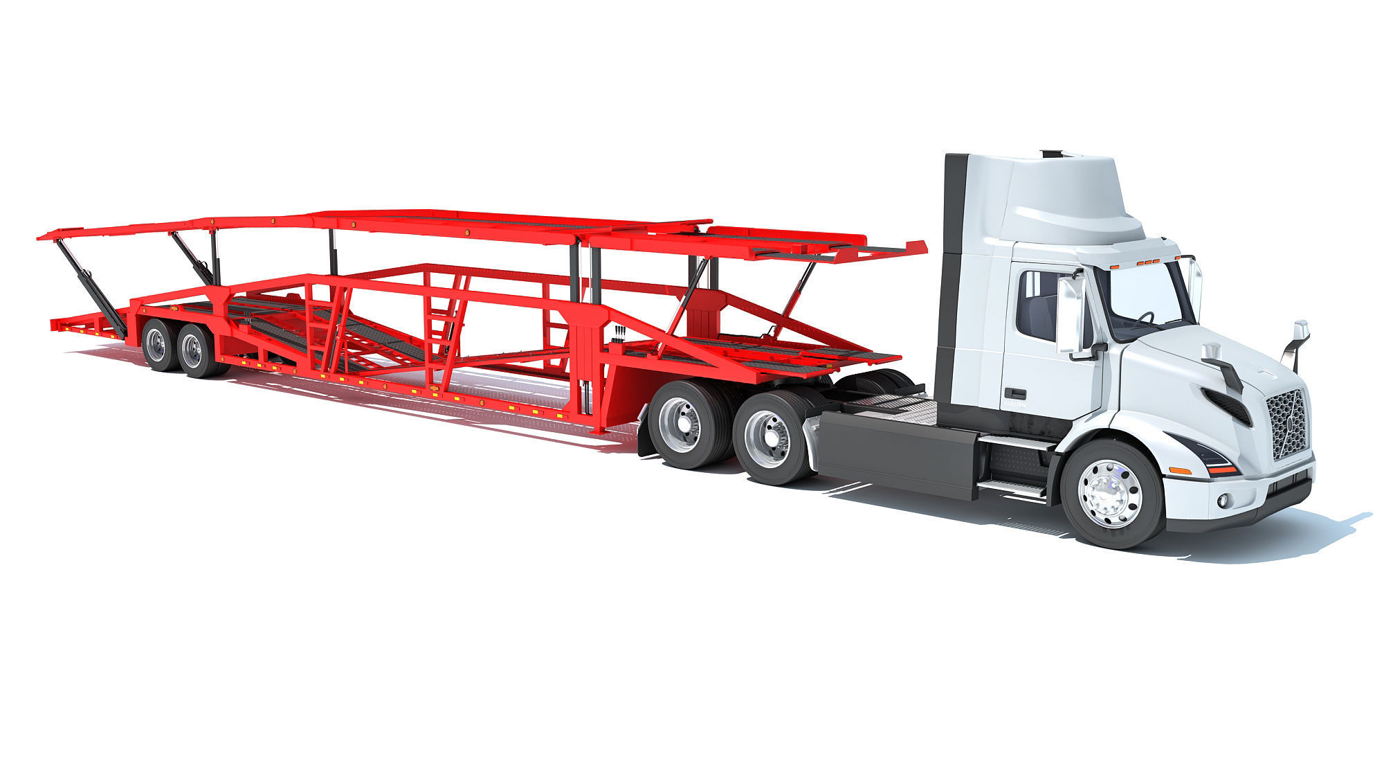 Car Carrier Semi Truck Trailer 3D model_7