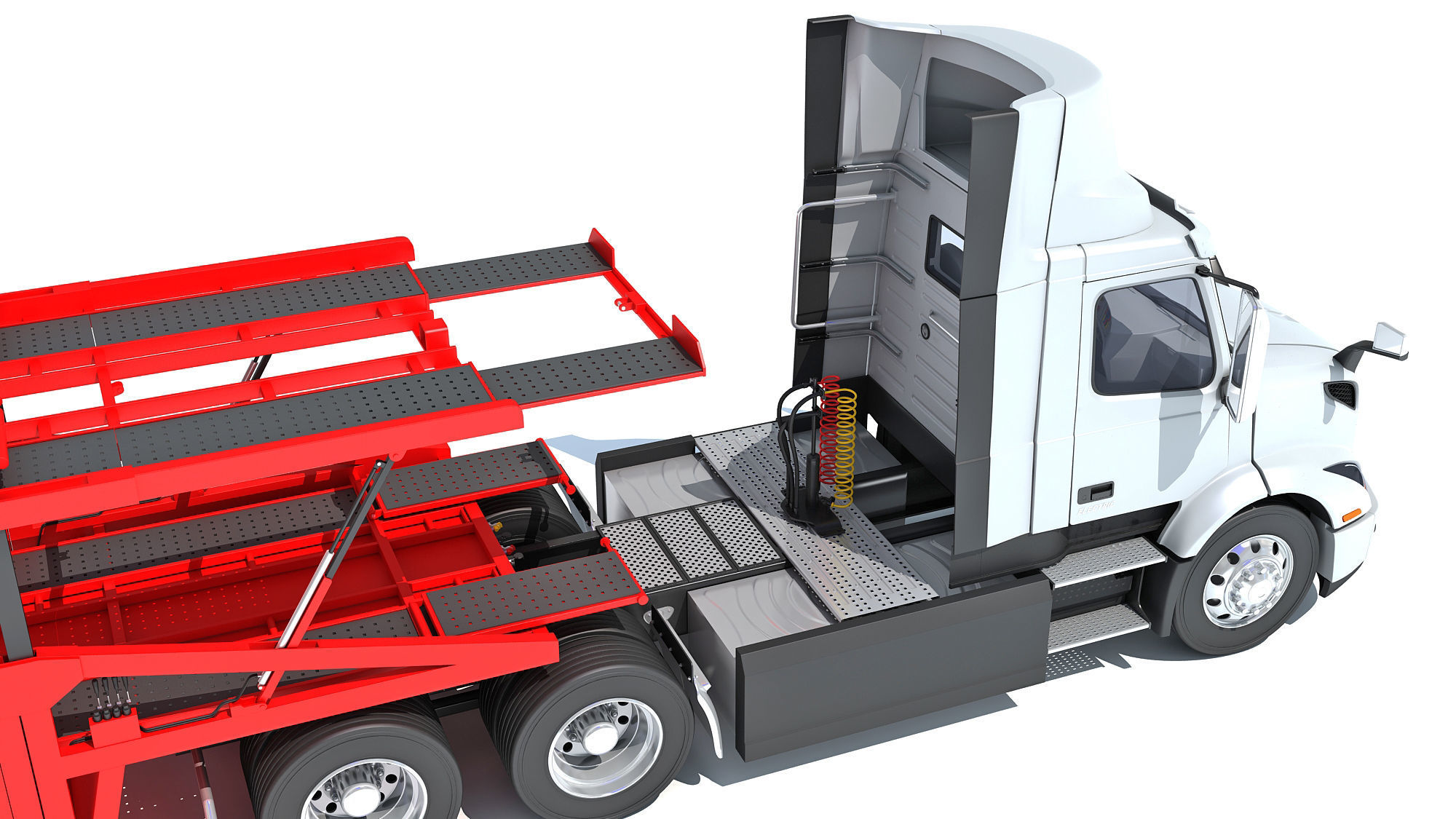 Car Carrier Semi Truck Trailer 3D model_14