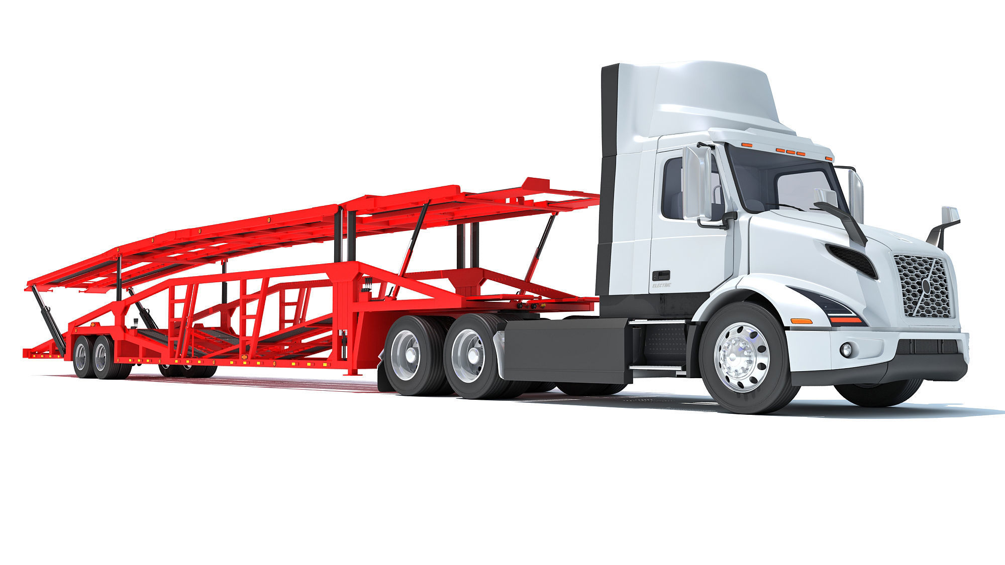 Car Carrier Semi Truck Trailer 3D model_8
