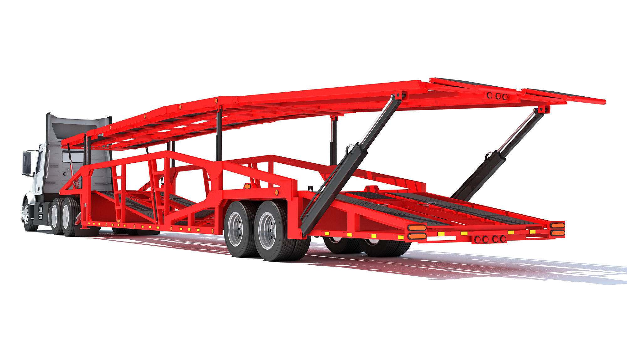 Car Carrier Semi Truck Trailer 3D model_3