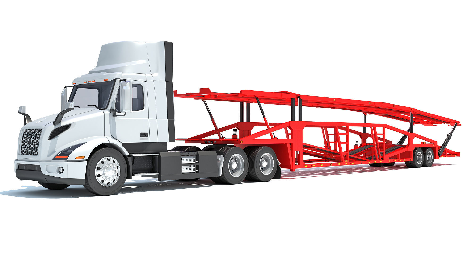 Car Carrier Semi Truck Trailer 3D model_10