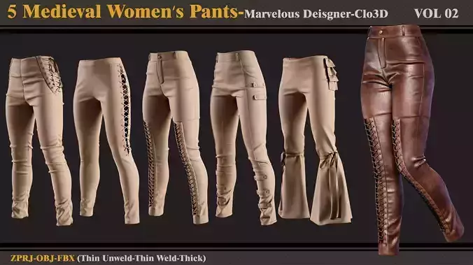 5 Medieval Womens Pants-MD-Clo3D-ZPRJ-FBX-OBJ