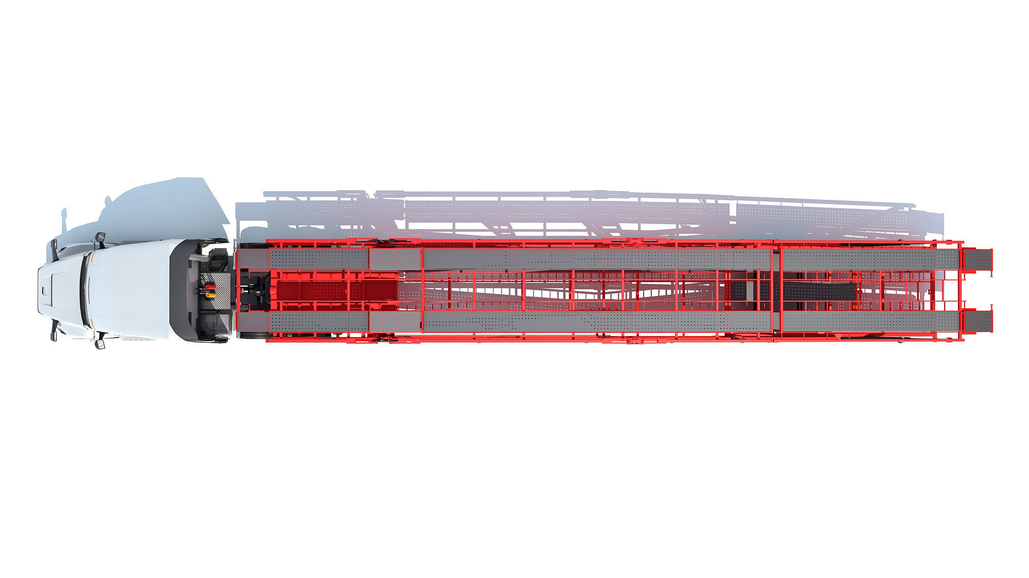 Car Transporter Semi Truck 3D model_9