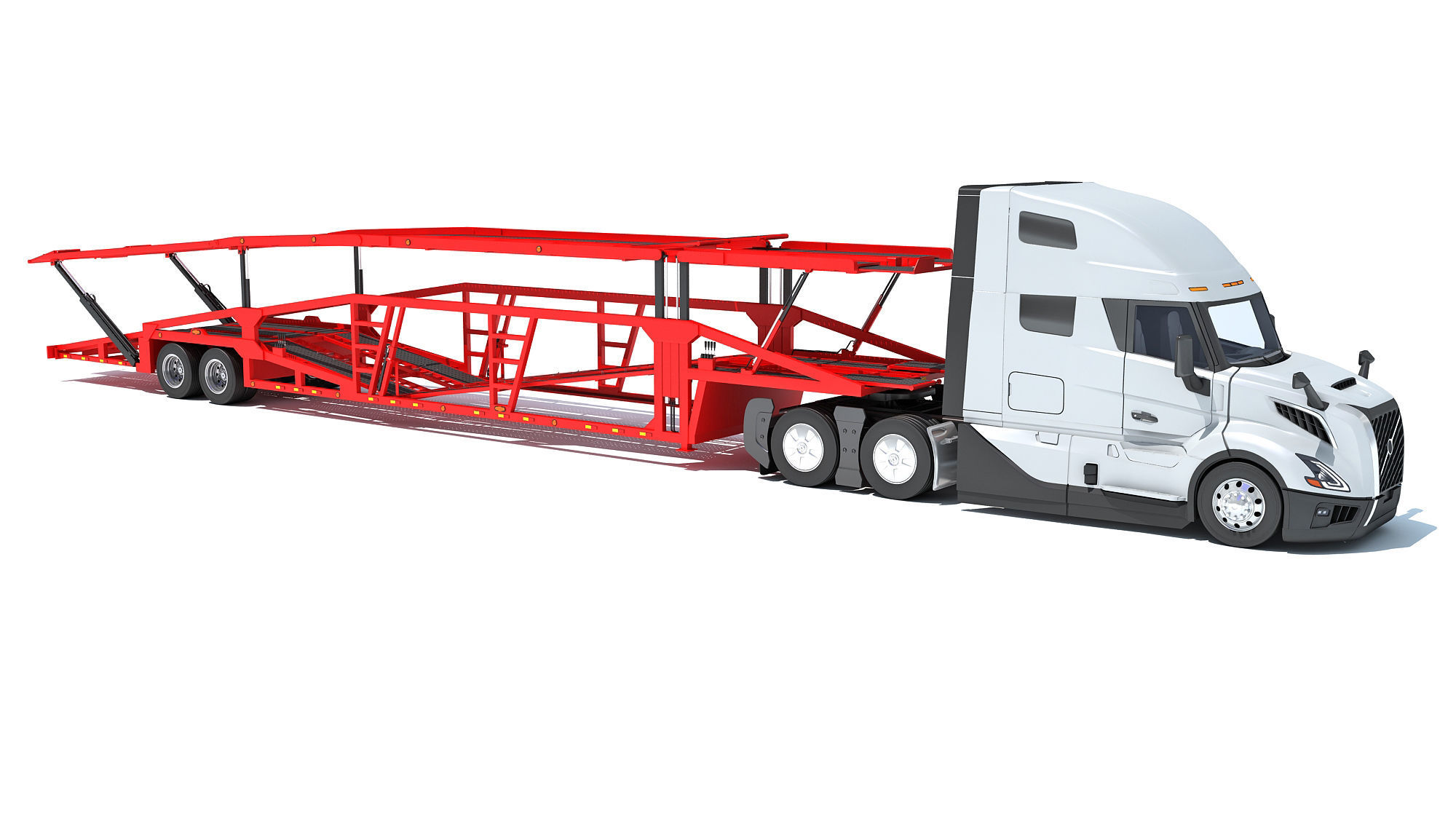 Car Transporter Semi Truck 3D model_7