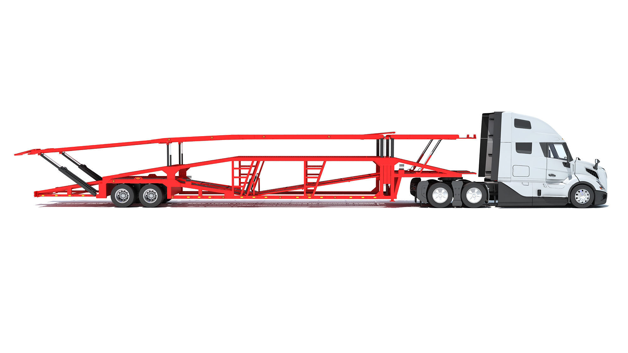 Car Transporter Semi Truck 3D model_5