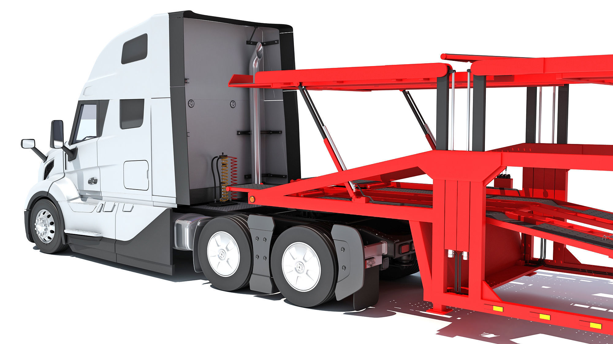 Car Transporter Semi Truck 3D model_13
