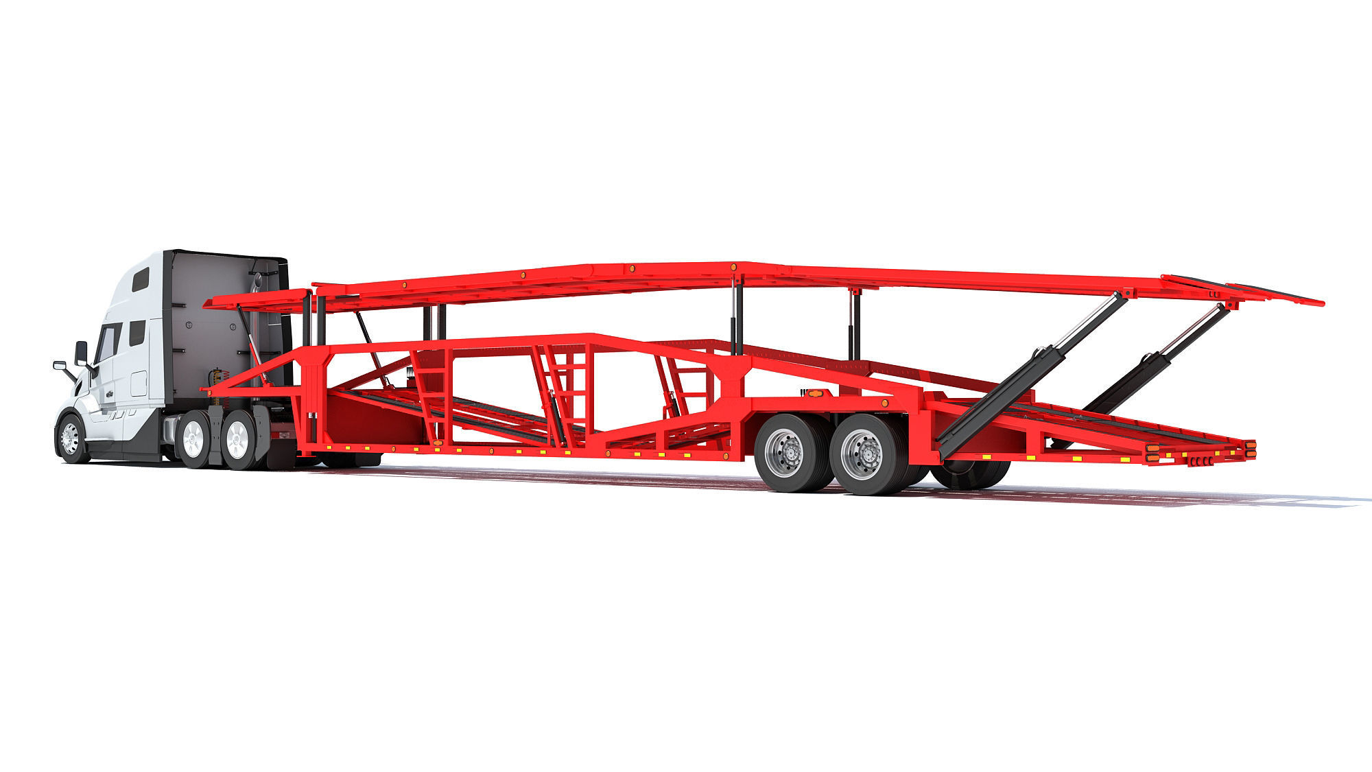 Car Transporter Semi Truck 3D model_2