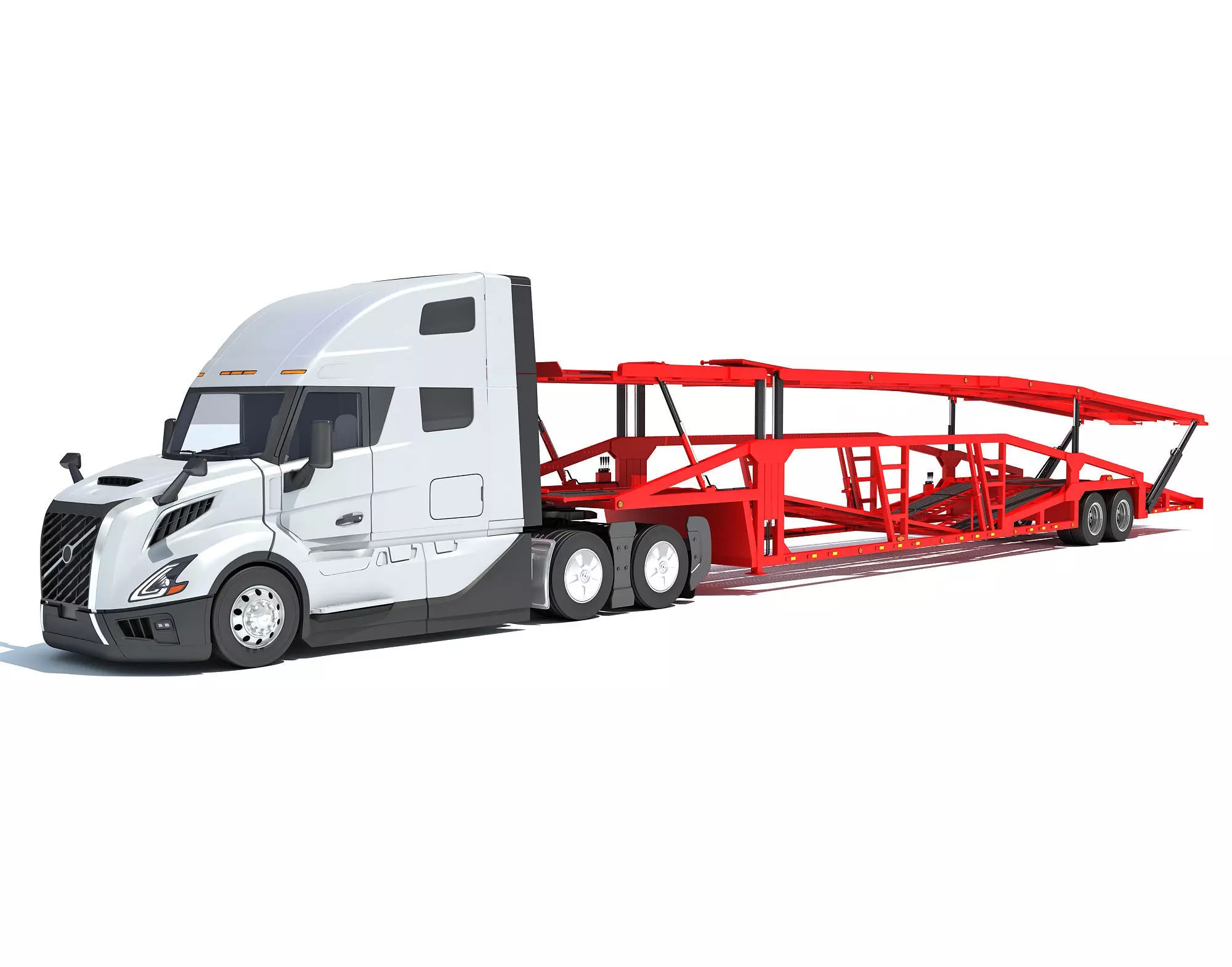 Car Transporter Semi Truck 3D model_0