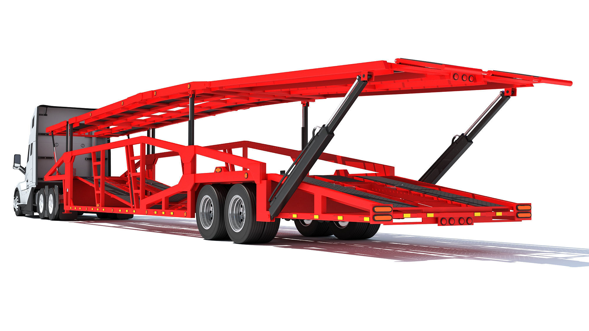 Car Transporter Semi Truck 3D model_3