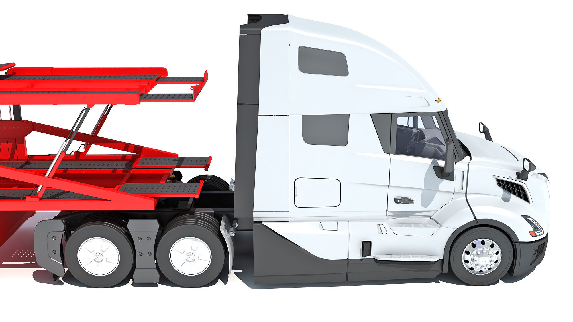Car Transporter Semi Truck 3D model_14