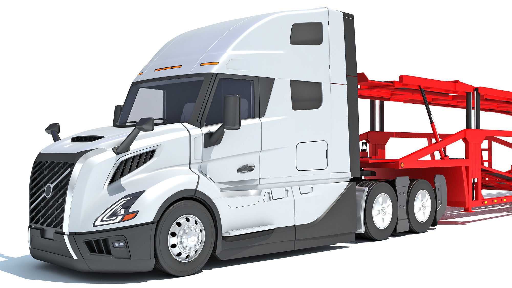 Car Transporter Semi Truck 3D model_12