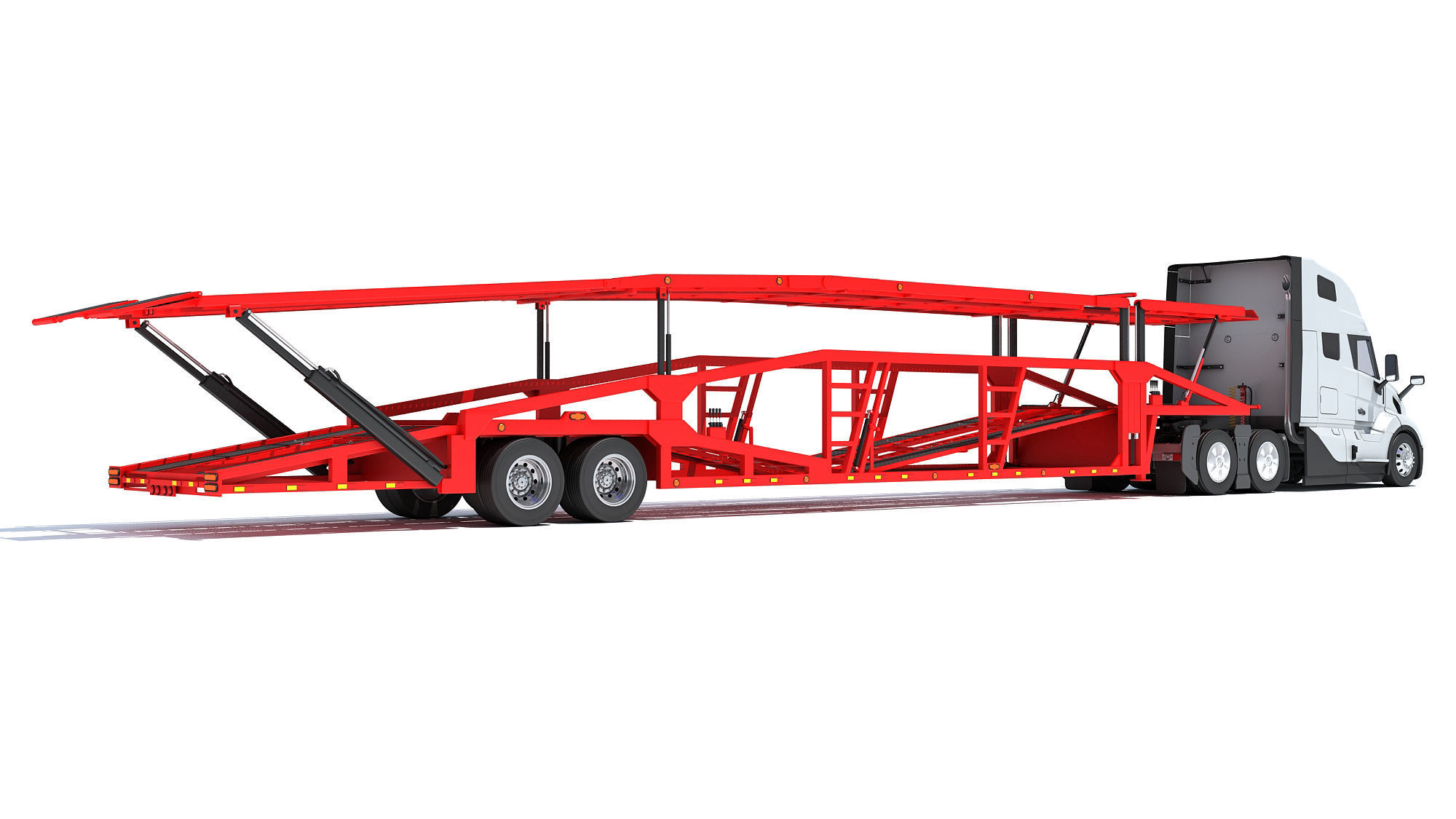 Car Transporter Semi Truck 3D model_4