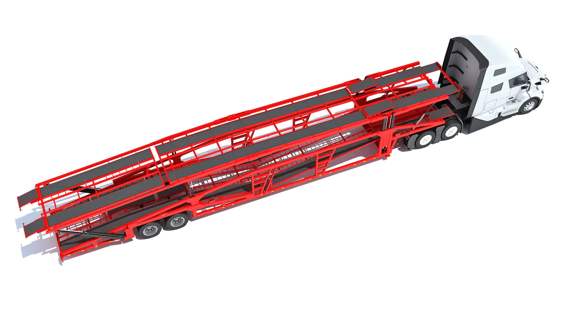Car Transporter Semi Truck 3D model_6