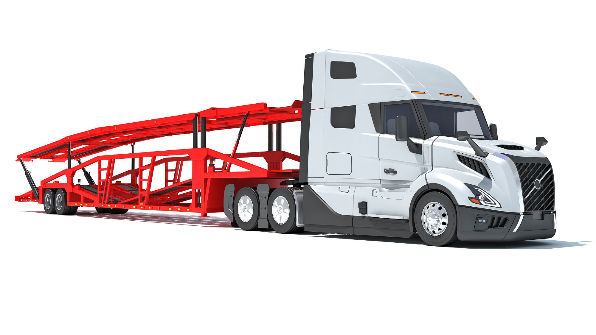 Car Transporter Semi Truck 3D model_8